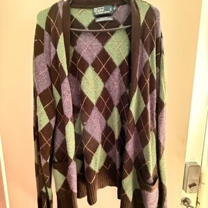 Ralph Lauren Argyle Cardigan - Green, Purple, Brown